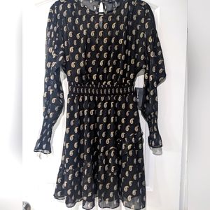 INC International Concepts Paisley Black Dress - Petite Small